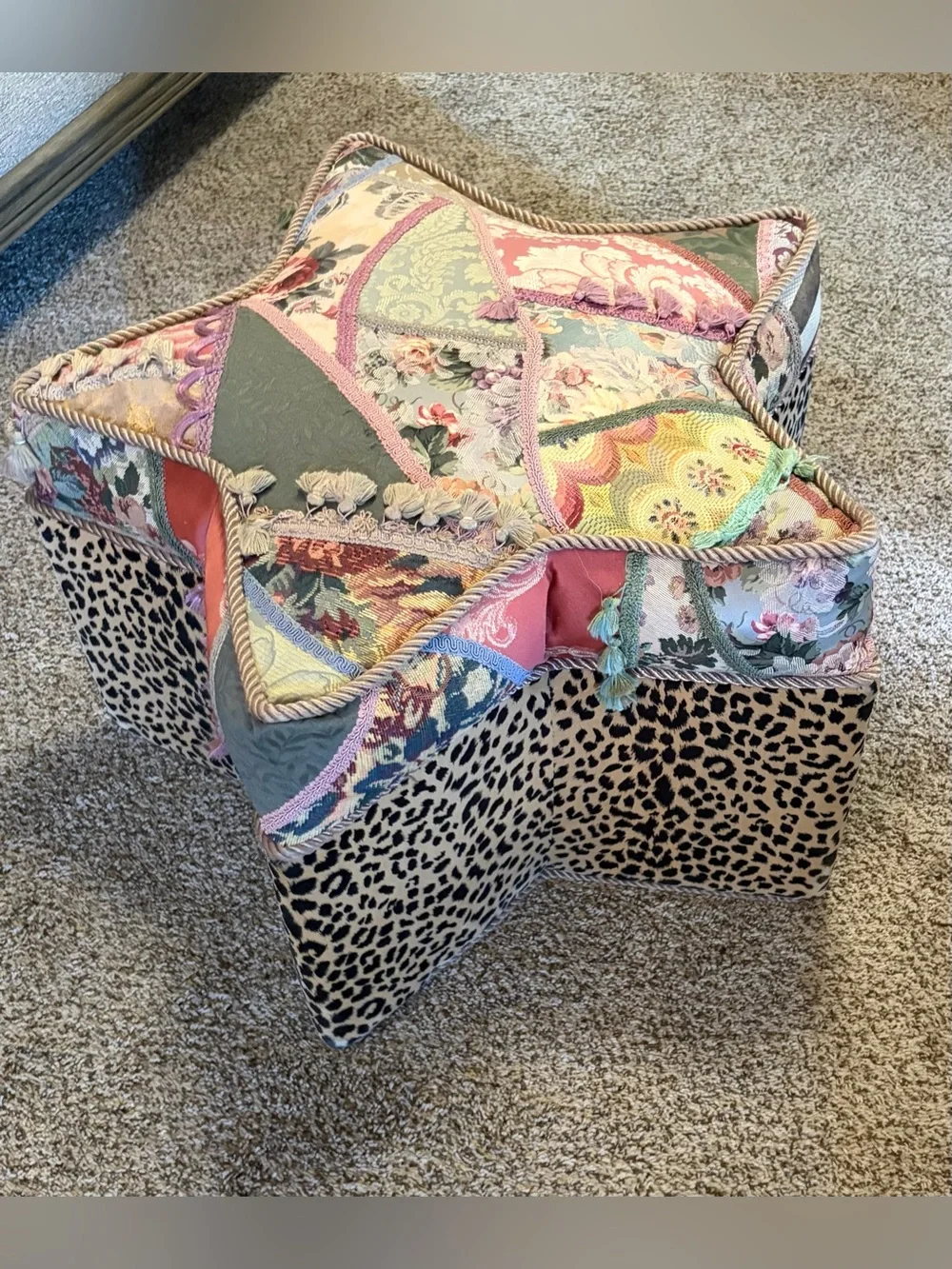 Eclectic Designer Handcrafted Star Stool/Ottoman By J. Wilde
